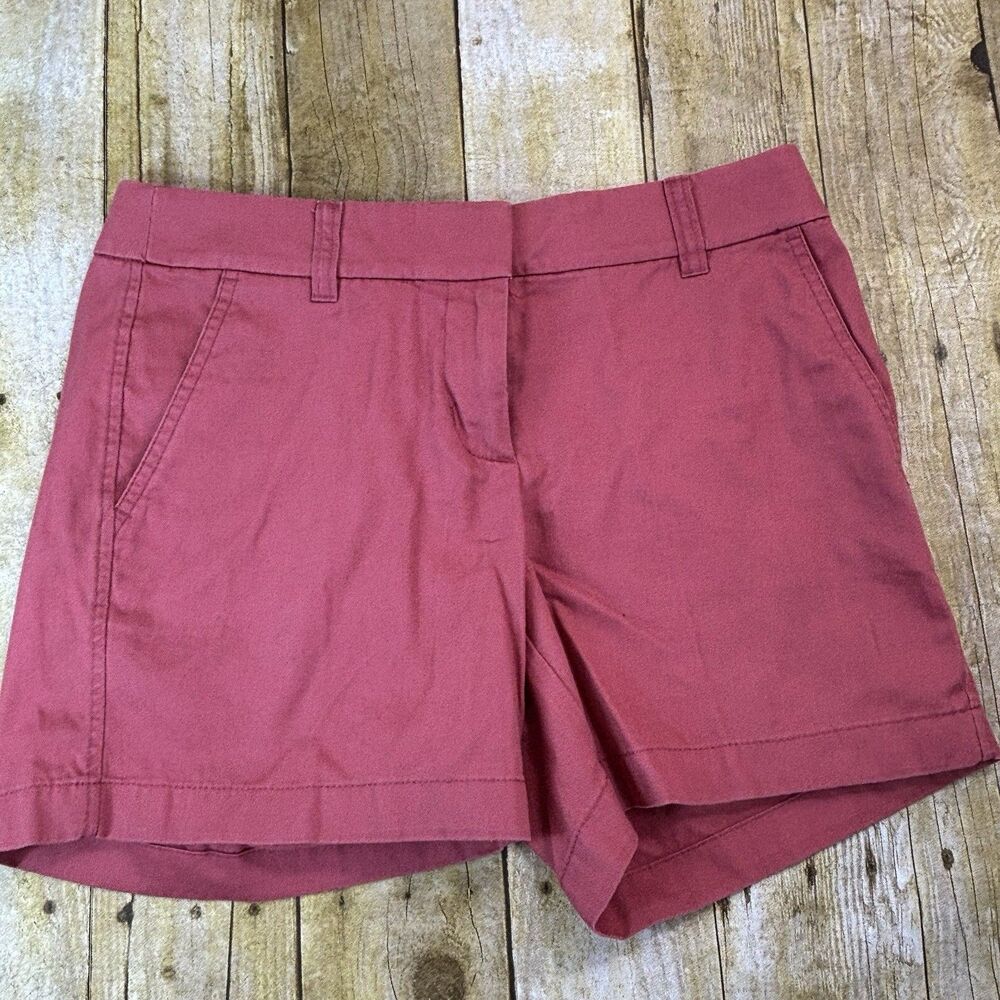 JCrew Womens Chino Shorts Size 2 Coral Pink 3" Inseam Midrise Pockets
